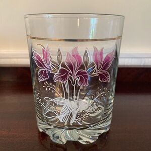 Floral Pink & Gold Accent Glass Tumbler